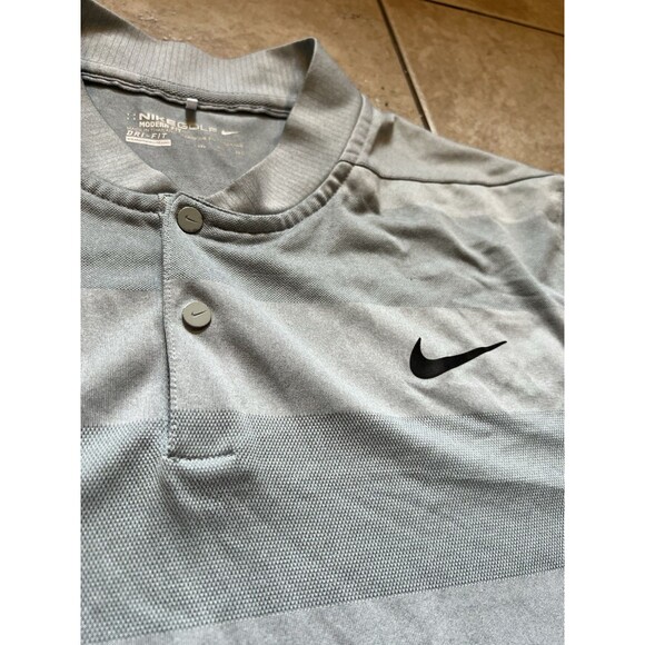 Nike Shirt Mens XXL Grey Dri-Fit Blade Collar Golf Performance Snap Button - Picture 4 of 8